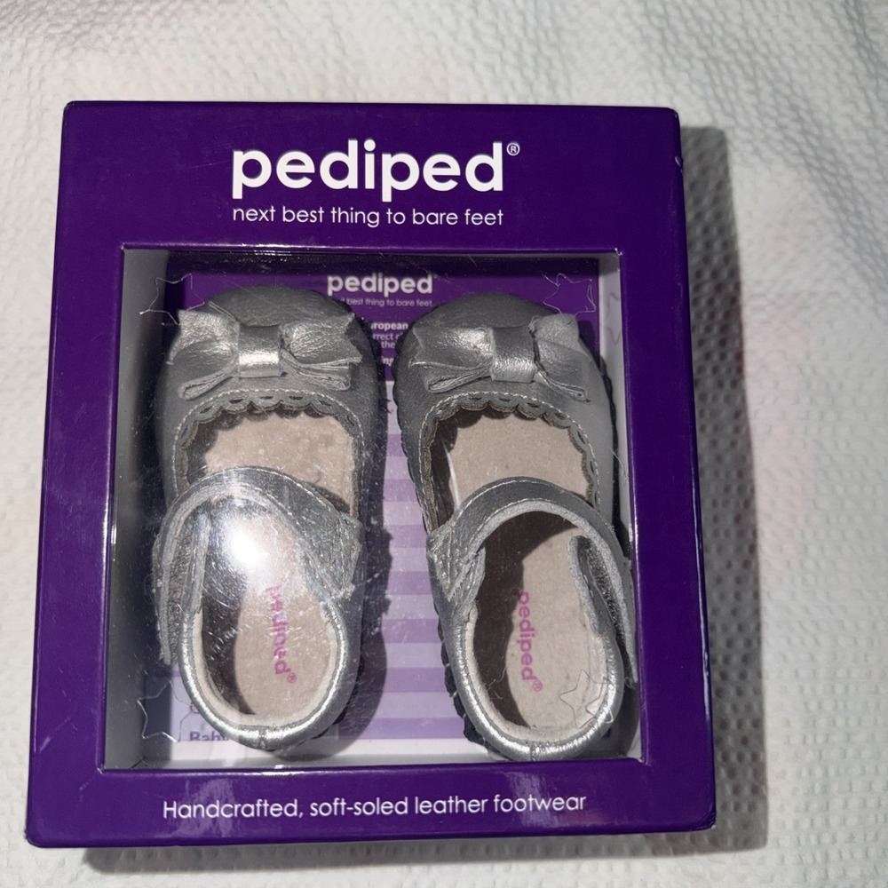 Pediped Originals Betty Mary Jane Infant Silver‎ Medium 6-12 Months EU 20